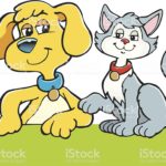An a vector illustration of a cat and dog like friends.