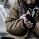 Close-up of dirty beggar’s hands