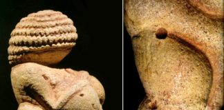 (C) NHM Wien: Die Venus von Willendorf. Die Herkunft der Löcher an der Oberfläche konnten nun erklärt werden.