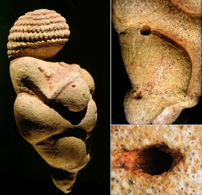 (C) NHM Wien: Die Venus von Willendorf. Die Herkunft der Löcher an der Oberfläche konnten nun erklärt werden.