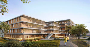 (C) Franz und Sue ZT GmbH: Eine Visualisierung des neuen Schulgebäudes in der Leopold-Kohr-Straße in der Donaustadt.