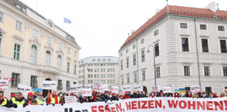 (C) Schedl Ludwig: Der PVÖ protestierte Lautstark vor dem Bundeskanzleramt.