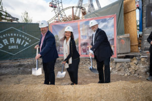 (C) PID/Bohmann: Bezirksvorsteher Wien Leopoldstadt Alexander Nikolai, Kulturstadträtin Veronica Kaup-Hasler und Wien Museum-Direktor Matti Bunzl beim Spatenstich.