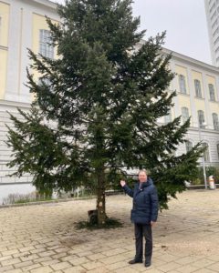 (C) BV Ottakring: Bezirksvorsteher Prokop präsentiert am 25. November den Weihnachtsbaum.