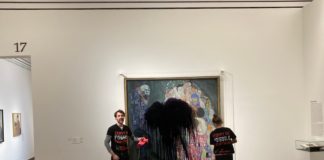 (C) Letzte Generation: Im Leopold Museum schütteten die Aktivisten Öl auf ein Klimtgemälde.