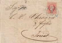 (C) Scan VF-Auktionen: 3 Kreuzer Farbfehldruckbrief in Rot statt Grün 1870