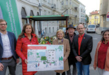 (C) PID / Christian Fürthner: Bachleitner, Sima, Kobald, Gerzabek, Höckner und Steiner (v.l.) präsentieren die Ergebnisse des Bürgerbeteiligungsprozesses.