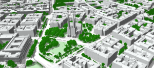 (C) MA41: Die Vegetationspunktwolken zeigen die vielen Baumkronen die sich durch das Stadtgebiet ziehen.