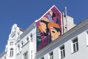 Ein Gemälde an einer Fassade in Hernals.