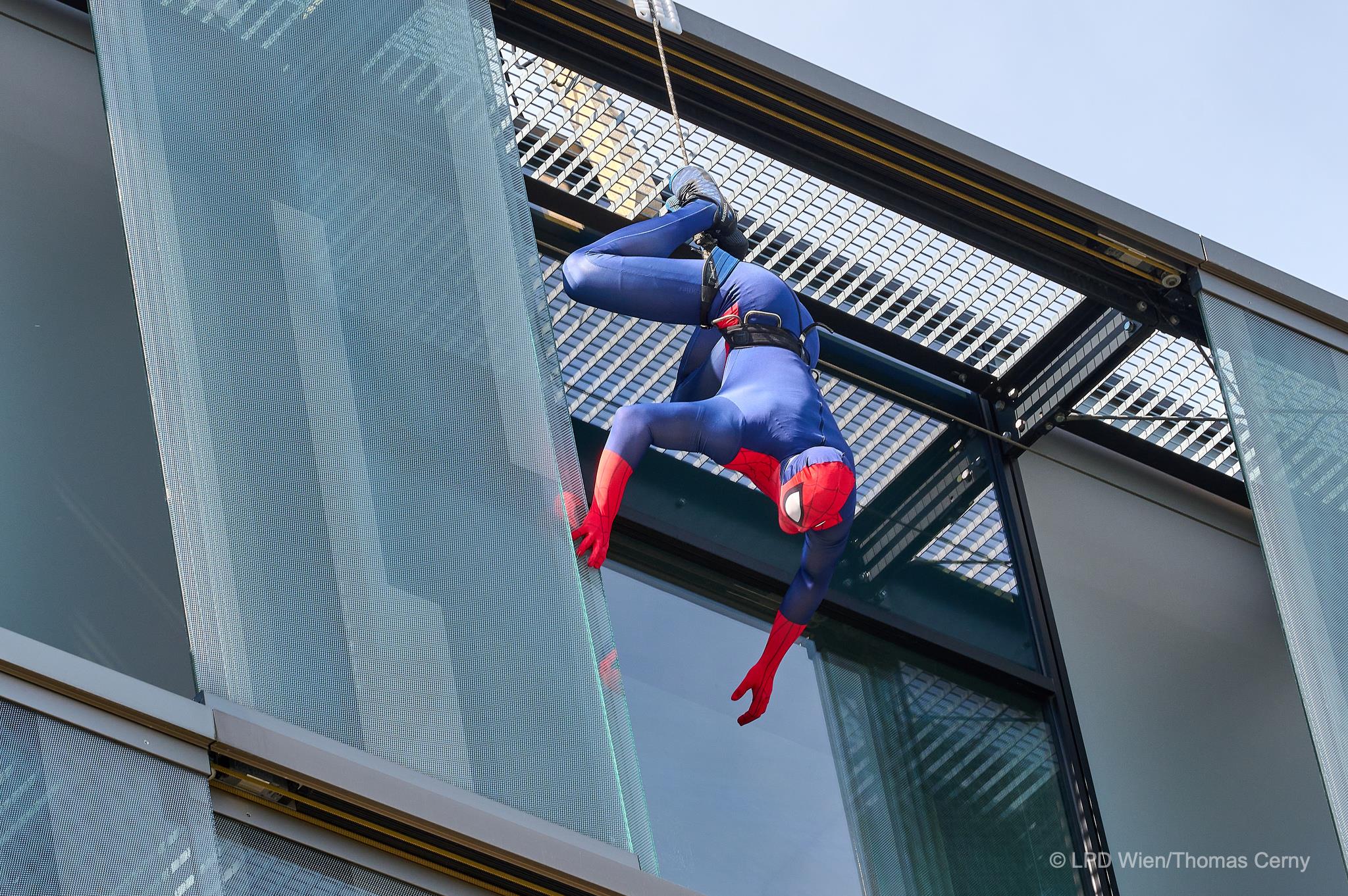 Spiderman und Batman als Freunde und Superhelfer