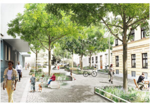 Eine Visualisierung der Neugestaltung in der Grubergasse.