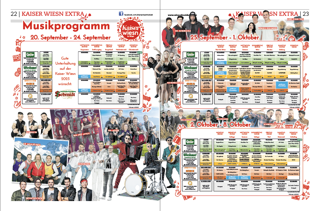 Das Programm der Kaiser Wiesn Wo spielt die Musi? Wiener Bezirksblatt