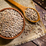 Brown lentils in a bowl