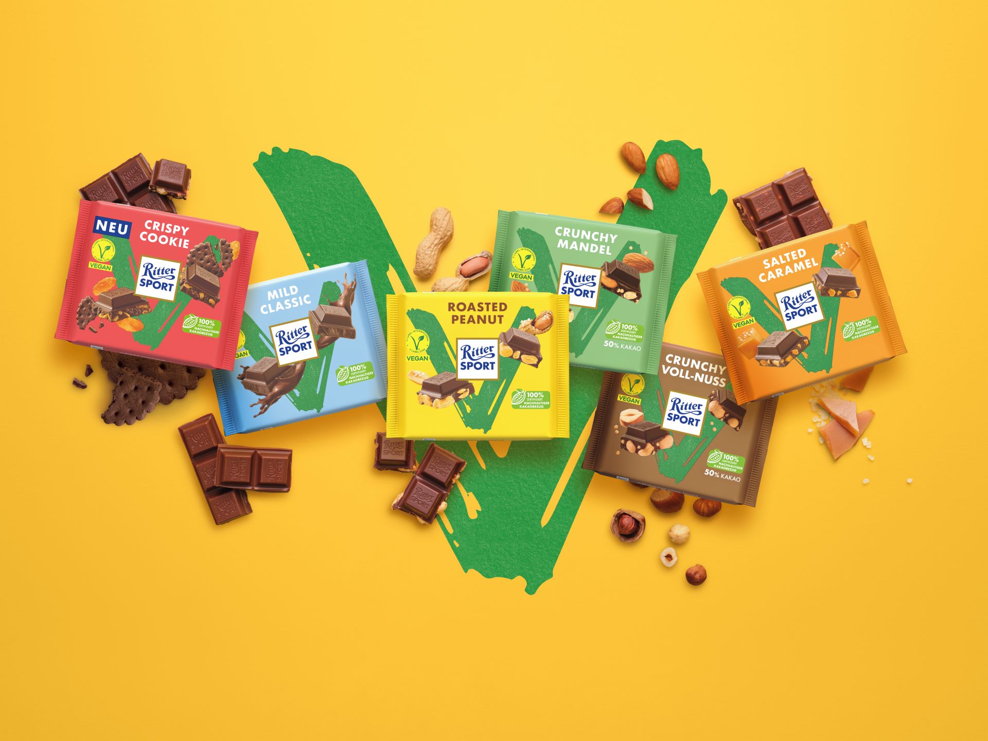Veganer Genuss im Quadrat: Sechste Sorte bei RITTER SPORT