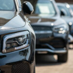 Mercedes SUVs at a car dealership on the outskirts of Hamburg