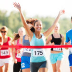 Group of runners in a cross country race.