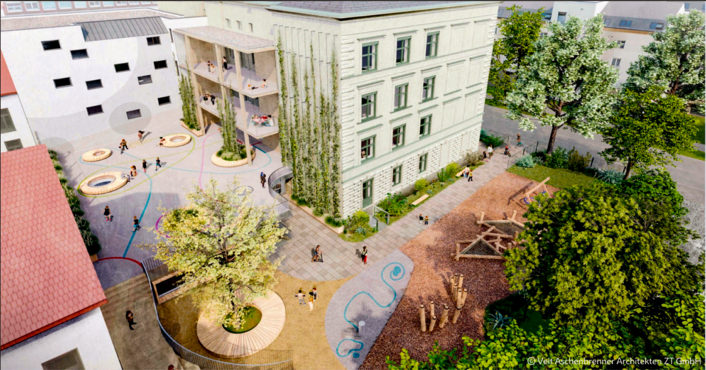 Die Volksschule Molitorgasse wird bis Herbst 2025 modernisiert. © Veit Aschenbrenner Architekten ZT GmbH