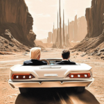 Maschek_EXIT_Midjourney_Two men in their car are exploring the surface of planet mars