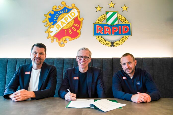Vertragsunterzeichnung Neo-Rapid-Coach Peter Stöger
