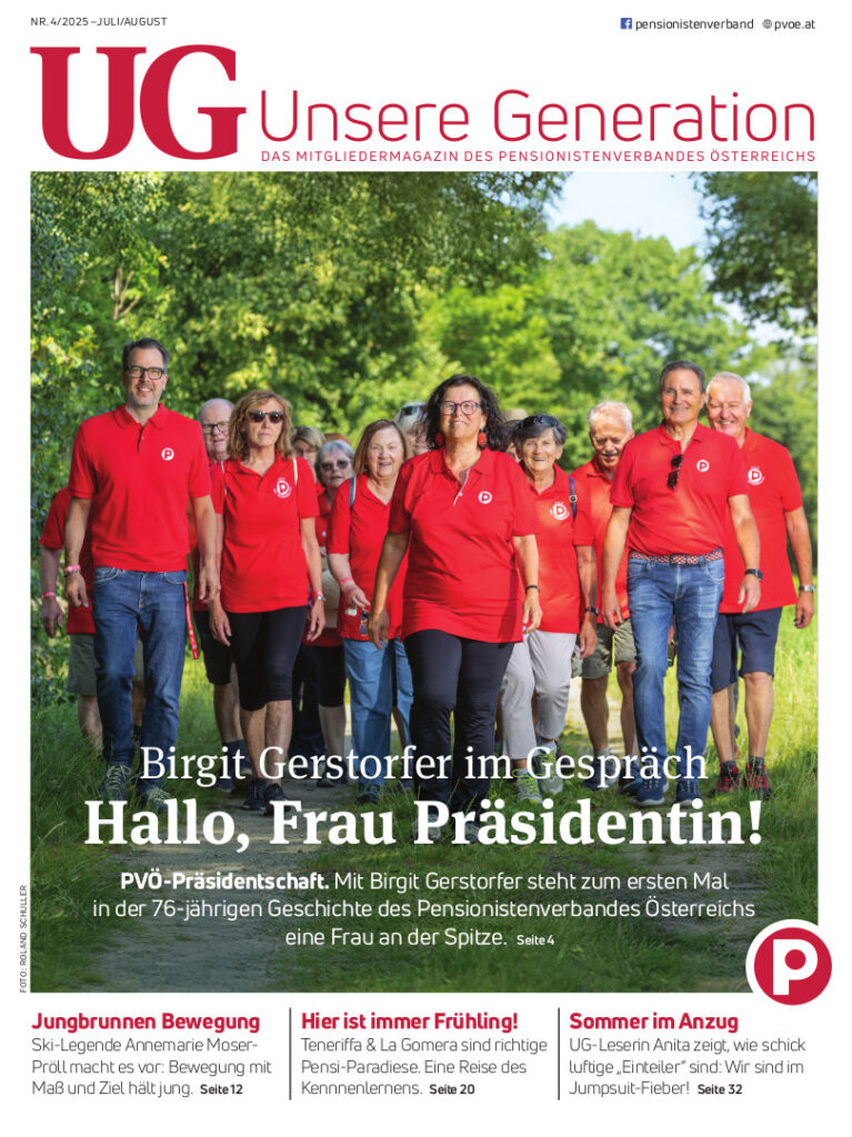 Cover des Mitgliedermagazins des Pensionistenverbandes Österreichs mit der neuen PVÖ-Präsidentin Birgit Gerstorfer