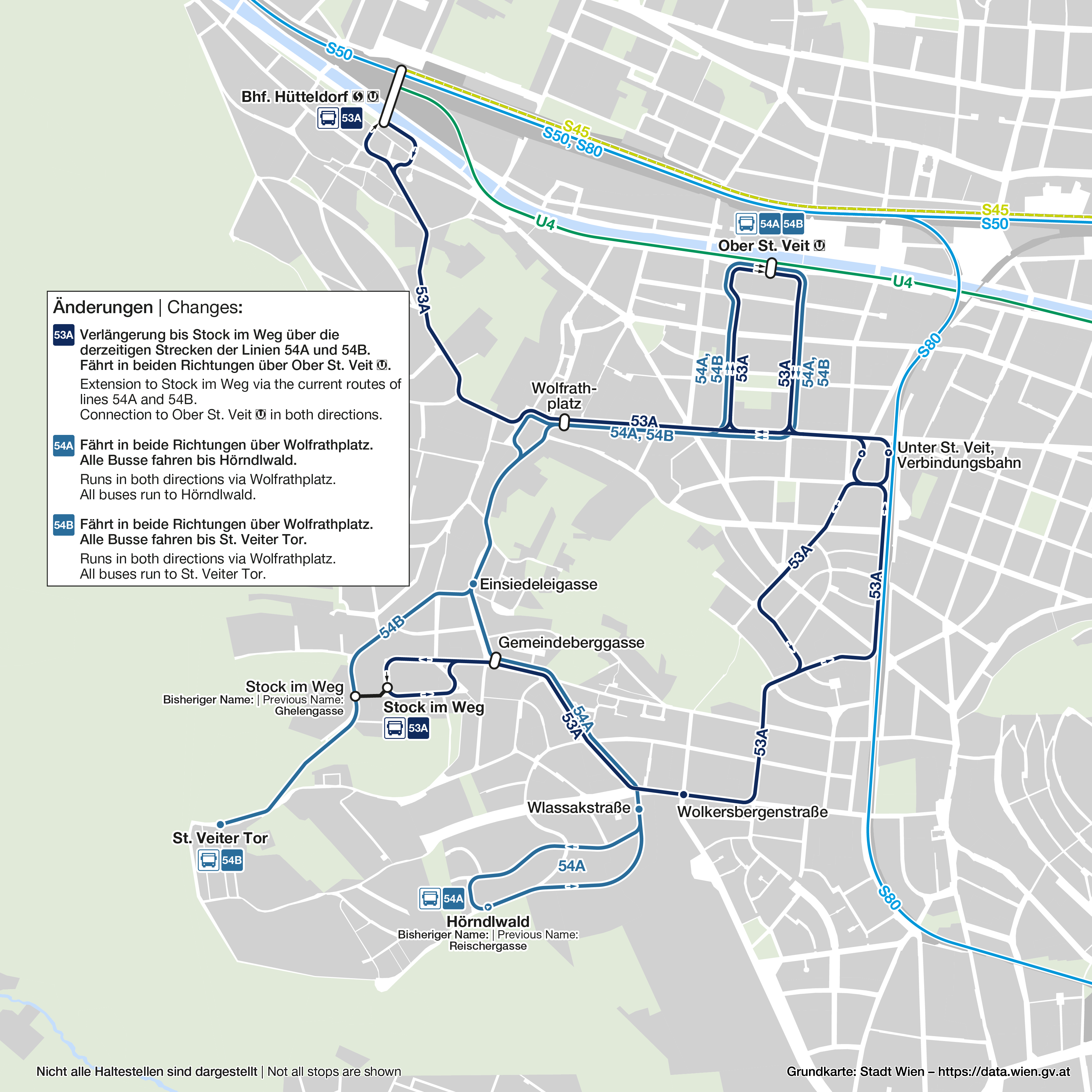 Die neue Linienführung im Detail © Wiener Linien