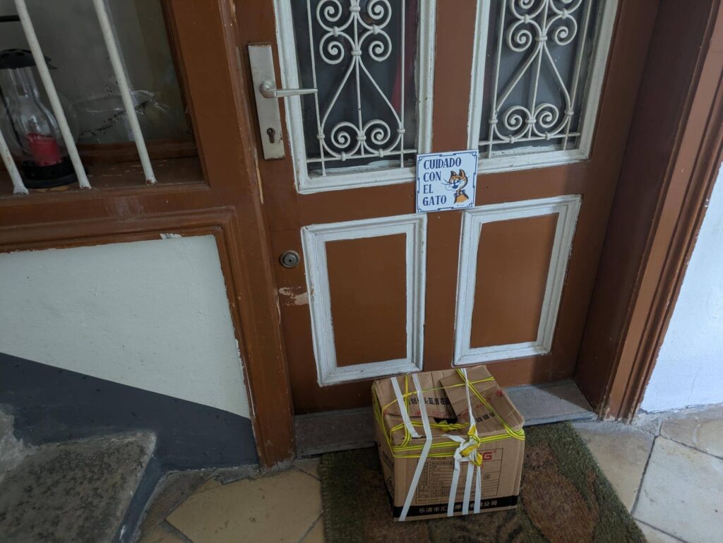 Katze in Karton ausgesetzt