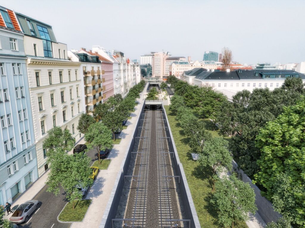 Aktuell werden die historischen Einschnittsmauern aus der Kaiserzeit haben nach über 160 Jahren ihre Lebensdauer erreicht und werden durch moderne Bohrpfahlwände ersetzt. © ÖBB-zkpt