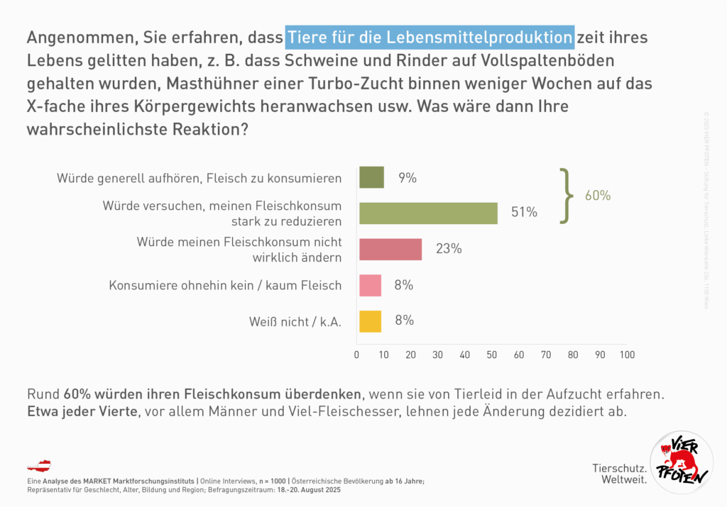 Tierleid starkes Kriterium für Reduktion des Fleischkonsums