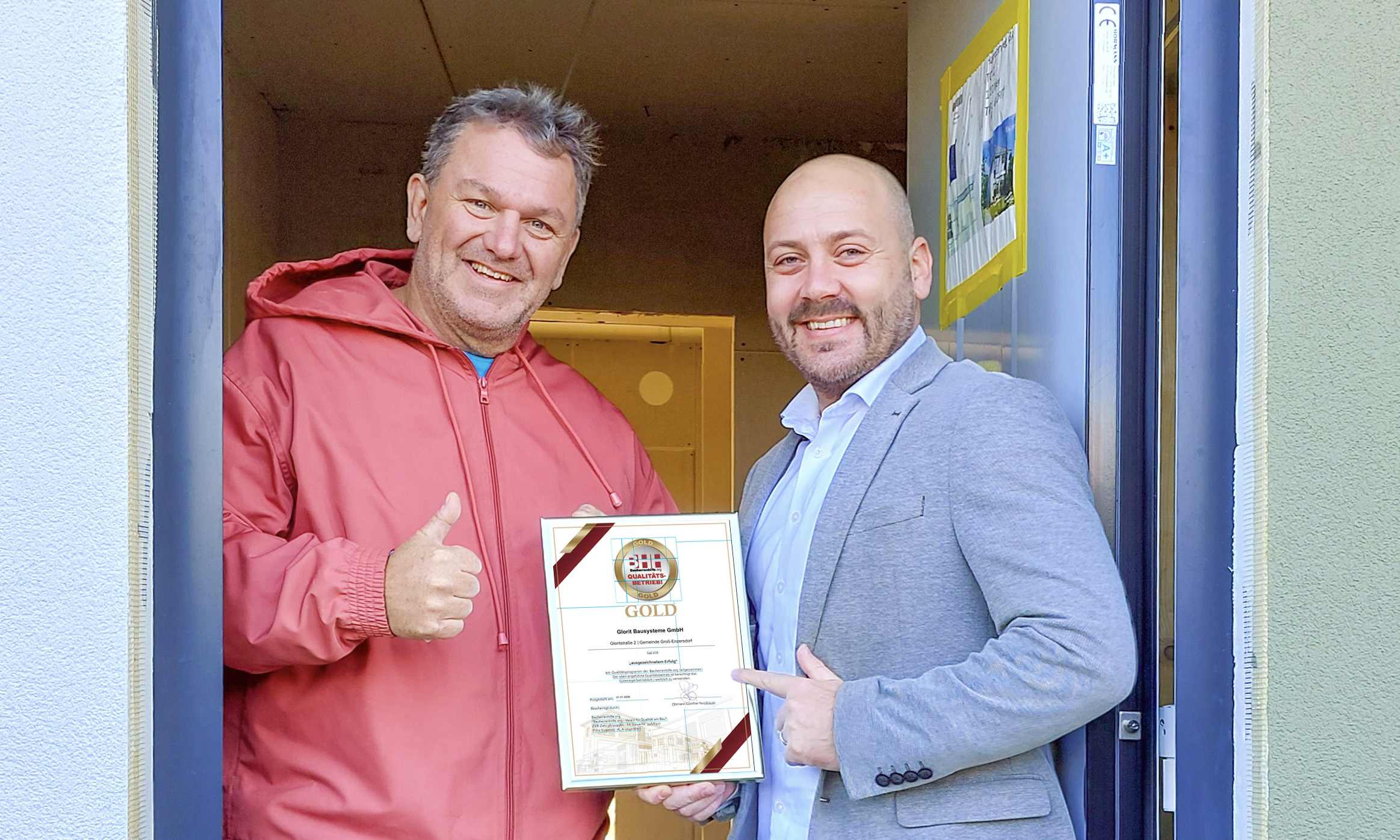 Glorit erhält erneut Gold-Zertifikat der Bauherrenhilfe 2026