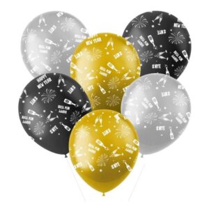 Das Ballon-Set in Gold-Silber-Schwarz ist perfekt, um deiner Silvesterparty eine festliche Atmosphäre zu verleihen. © Libro/Pagro