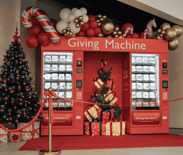 Spenden-Automat im Auhof Center: kaufen und helfen