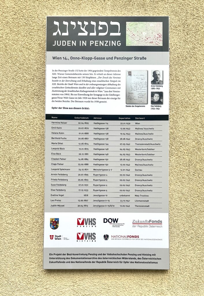 Die Gedenktafel in der Penzinger Straße erinnert an eine düstere Zeit (Bild: BV 14).