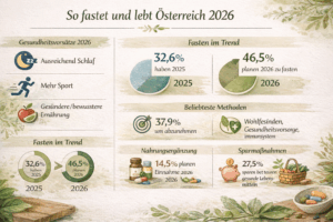 Die Trends zum Fasten und zur Ernährung 2026 im Überblick. © KI-generiert mit ChatGPT