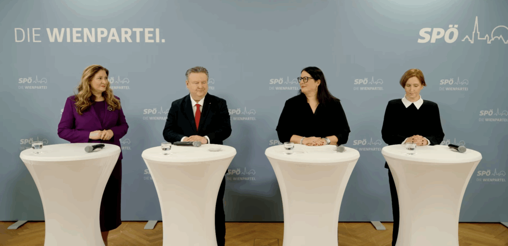 Die Wiener Stadtspitze bei der PK (Bild: Privat).