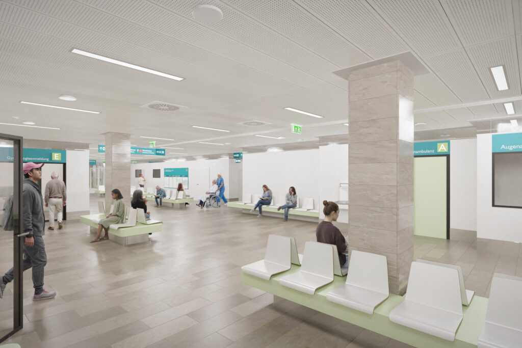 Klinik Landstraße Eingangsbereich, Rendering © Haas Haas Architektur + X Architekten