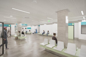 Klinik Landstraße Eingangsbereich, Rendering © Haas Haas Architektur + X Architekten