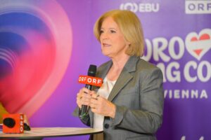 Ingrid Thurnher (Interimistische ORF-Generaldirektorin) unterstrich bei der Präsentation der Show-Elemente die Bedeutung des ESC. © ORF/Thomas Ramstorfer
