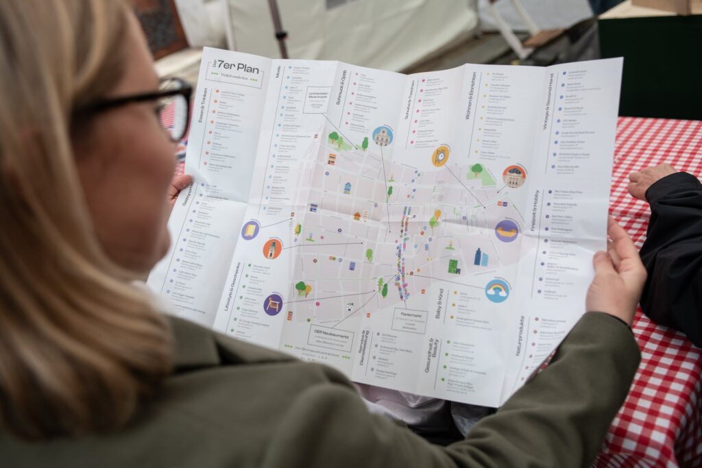 Der Plan des Flaniermarktes Neubaugasse (Bild: Fernanda Nigro).