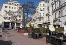 Die Wiedner Hauptstraße als Hitze-Hotspot Mitreden bei der Wiedner Hauptstraße: Hier auf Höhe des Rainer-Gymnasiums auf Hausnummer 91 (Bild: GB*/Christina Schneider).