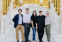 Probenstart für „Tosca“ im Steinbruch St. Margarethen v.l.n.r.: Rico Gulda, Daniel Serafin, K. Reise, Thaddeus Strassberger und Giuseppe Palella