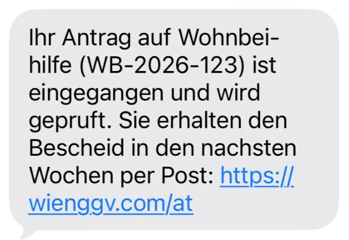 Sollten Sie diese SMS erhalten reagieren sie nicht darauf - es handelt sich um ein Fake © Stadt Wien