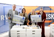 Los geht’s: Vom Bürohaus zum Kinder-Hotspot Baustart mit Vizebürgermeisterin Barbara Novak, Vizebürgermeisterin Bettina Emmerling, Stadträtin Veronica Kaup-Hasler und Bezirkschef Georg Papai (v.r., Bild: Stadt Wien/Votava).